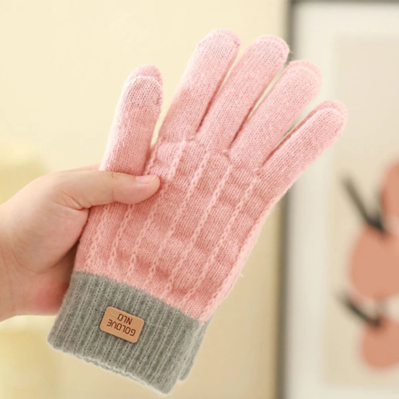 Knitted Full 1Pair Finger Gloves Winter Thicken Warm Touch Screen Gloves for Men Women Gloves Cycling Riding Gloves Ski Gloves