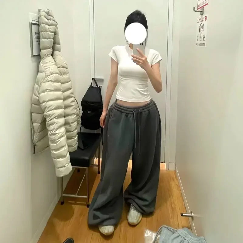 Vintage Sweatpants Women Clothes Street Hip Hop Fashion Wide Leg Pants Women Casual Loose Joggers Women Trousers