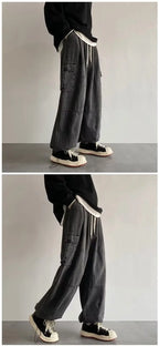 New Hip Hop Trend Baggy Cargo Pants for Men Women Japanese Streetwear Style Plus Size Joggers Washed Denim Loose Fit Trousers