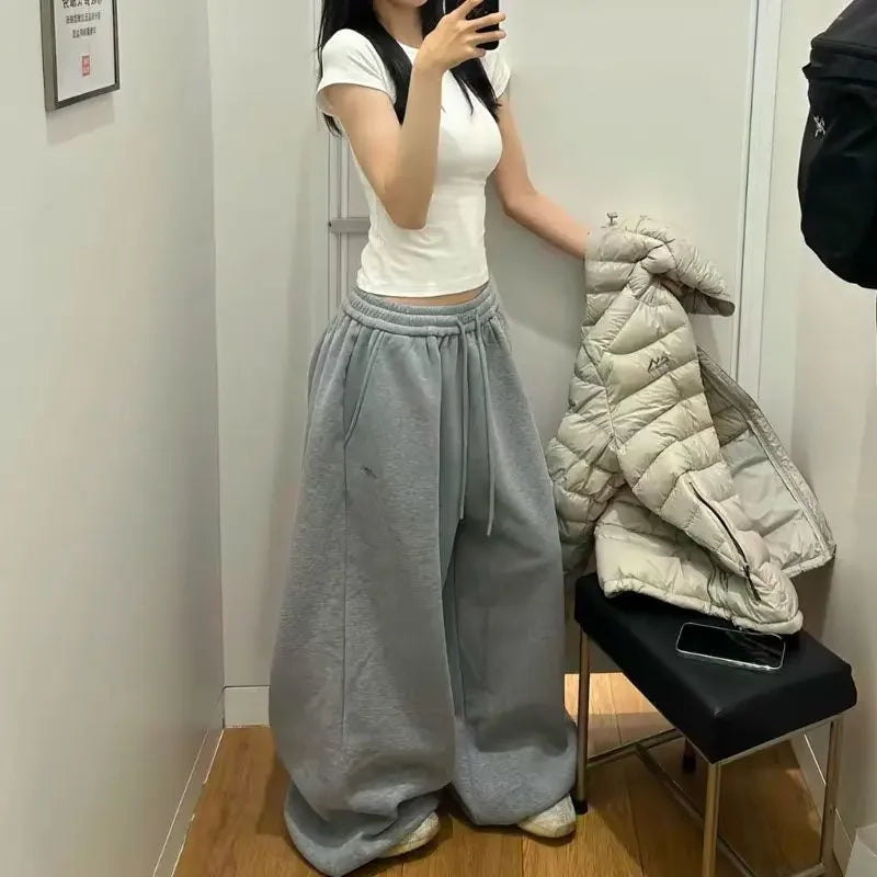 Vintage Sweatpants Women Clothes Street Hip Hop Fashion Wide Leg Pants Women Casual Loose Joggers Women Trousers