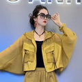 Design Pocket Sunscreen Jacket Women 2025 Summer Fashion Breathable Sun Protection Coat Loose Large Size Hooded Short Jacket