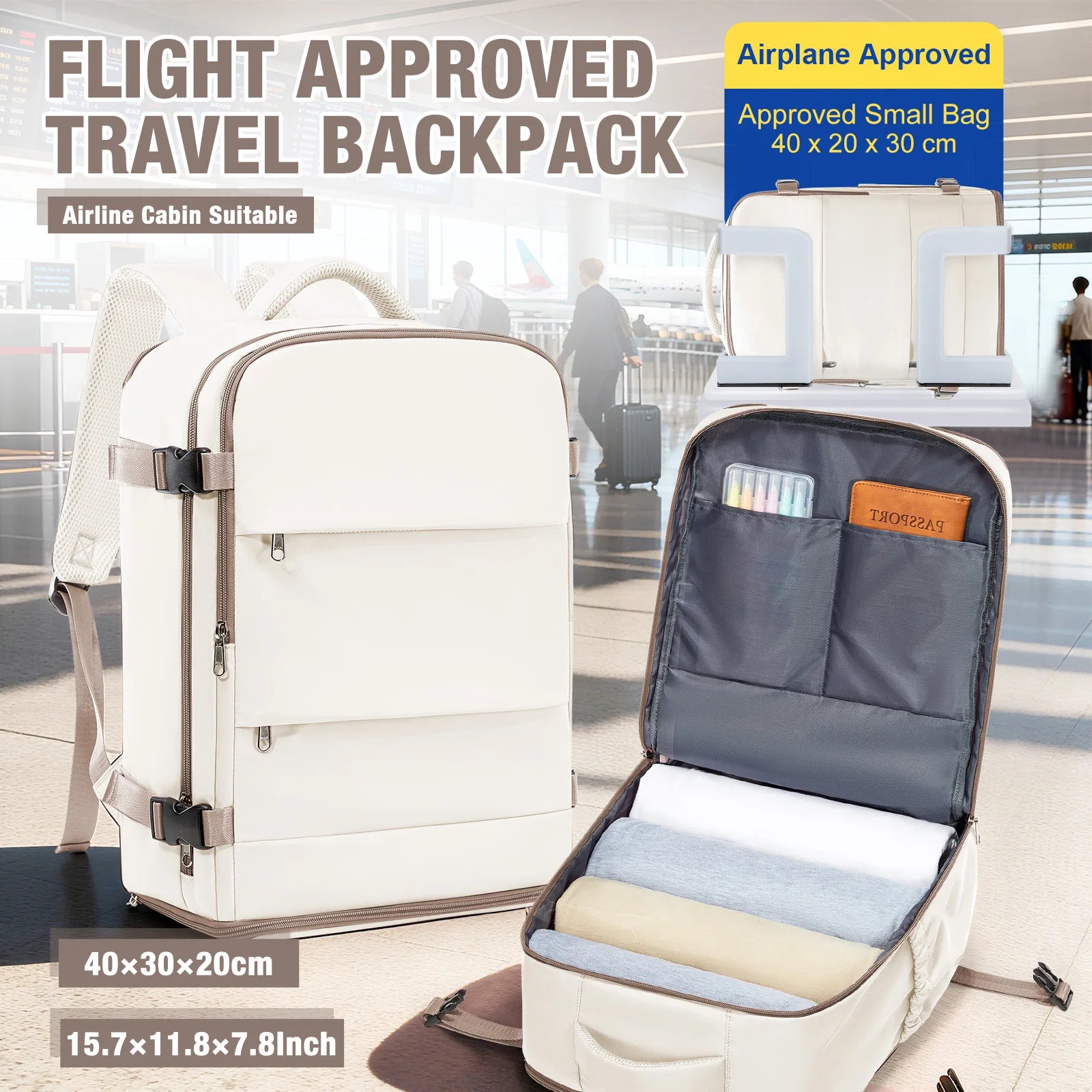 Women Men Hand Luggage Backpack Business College Laptop Travel Backpack Waterproof Carry on mochila viaje cabina avion 40x20x25