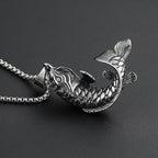 Fortune Koi Fish Necklace for Men Women Good Luck Wealth Retro Jumping Carp Pendant Stainless Steel Jewelry Best Gifts