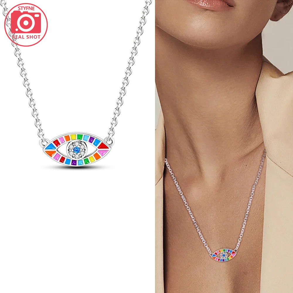 Exquisite Gold Fatima's Hand Necklace 925 Silver Original Devil's Eye Cross Bead Necklace Women Jewelry Luxury Friend Fine Gifts