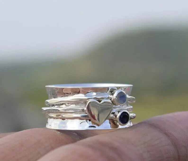 Rotating Love Ring Lover Heart Rotatable Decompression Ring Personalized Inspiration Rings Vintage Ring Jewelry Anniversary