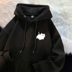 Hoodie Men's Trendy Brand Versatile Hong Kong Style High Street American Printed Top Autumn and Winter Coat Streetwear Anime