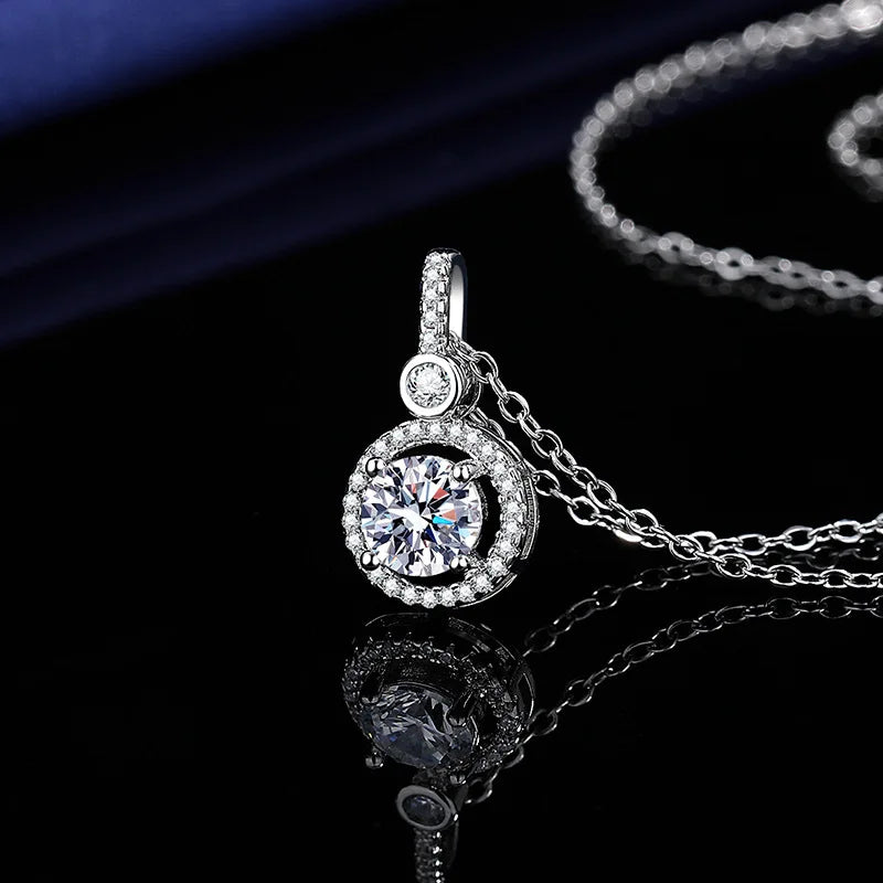 Necklace For Women 100% Sterling S925 Silver With White Gold Plated Lab Diamond Jewelry Wedding Pendant Zircom