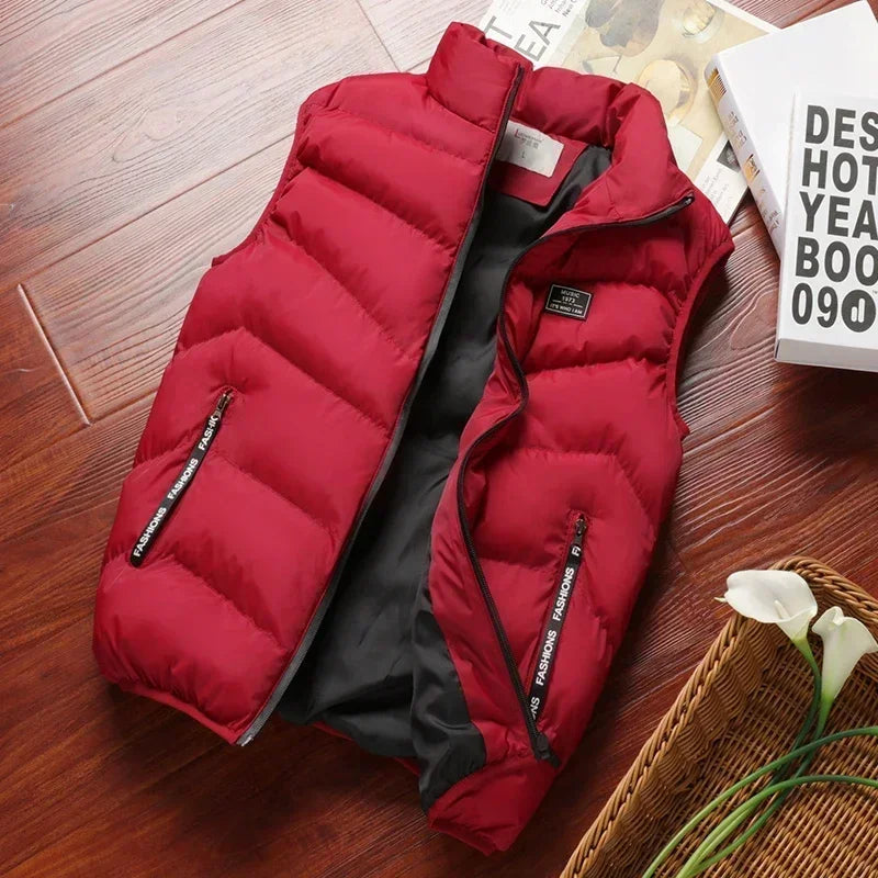 2025 New Puffer Sleeveless Coats Mens Solid Color Down Jacket Winter Warm Vest Jacket Men Waistcoat Outwear Windbreaker Clothing