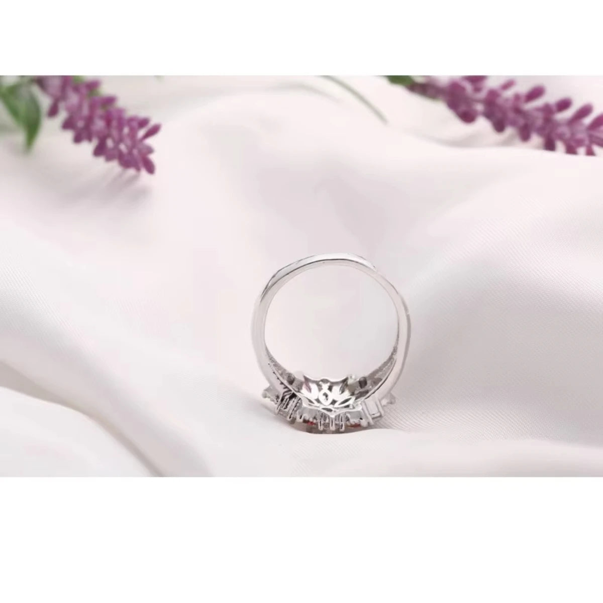 Ring Fashion  Jewelry Colourful Cubic Zirconia Flower Design Cute Style Women Girls Party Engagement