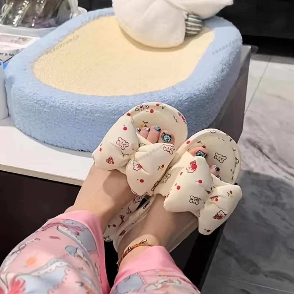 Slipper Women's Big Bow Slippers Cute Fun Slipper for Indoor Outdoor Comfort Support Sweet Soft-soled Sandals Breathable