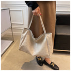 Tote Women's Bag Korean Style Large Capacity Soft Leather Shoulder Bag Retro Casual Hand-held Bucket Bag 2025 Одноплечевая сумка