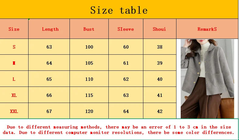 Fashionable minimalist coat for women with a single-breasted collar and high-quality short woolen coat, casual solid color long-