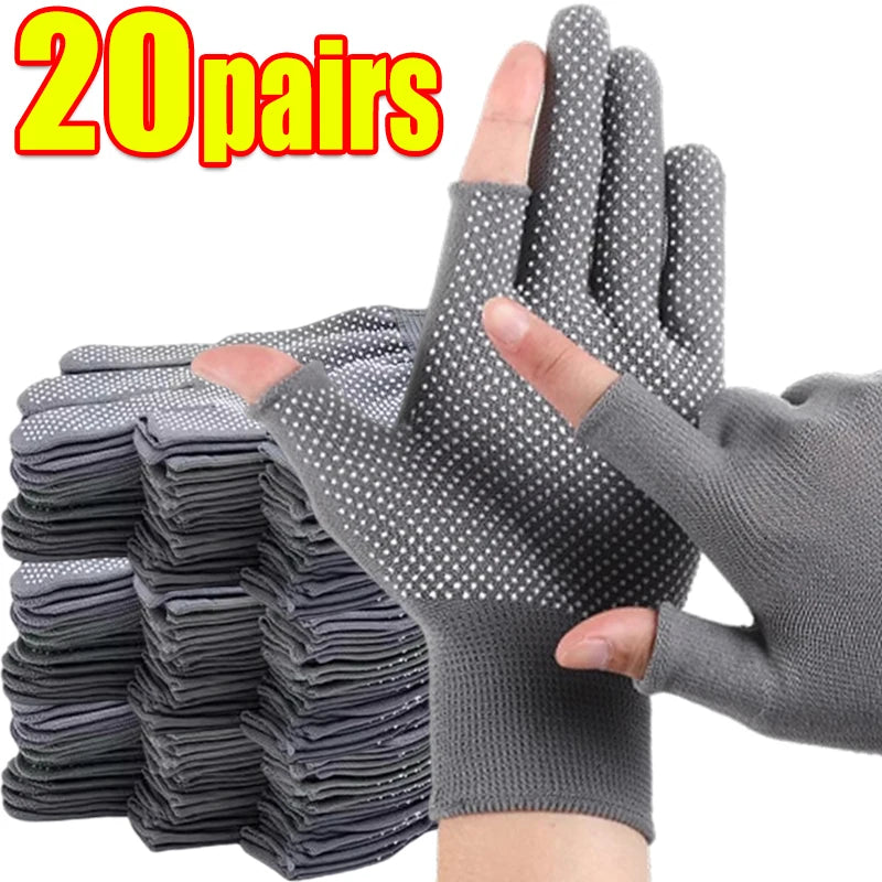 1/50pairs Nylon Gloves with Touch Screen Adhesive Anti Slip and Wear-resistant Labor Protection Men's and Women's Work Gloves
