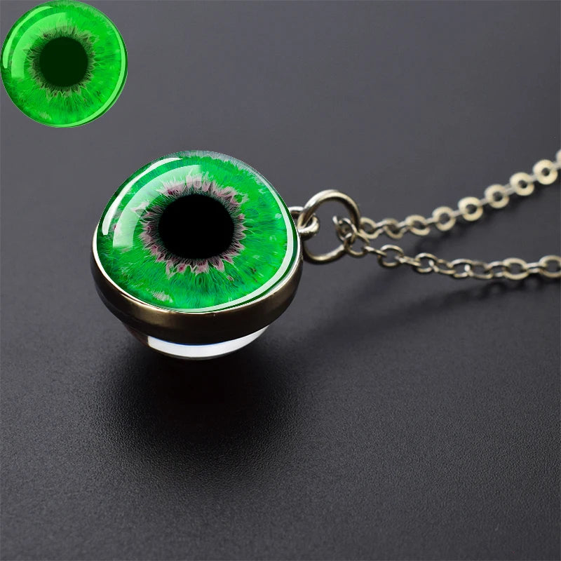 Evil Eye Necklace Charming Blue Violet Green Human Eye Necklaces for Men Women Glass Ball Pendant Chains Jewelry Halloween Gift