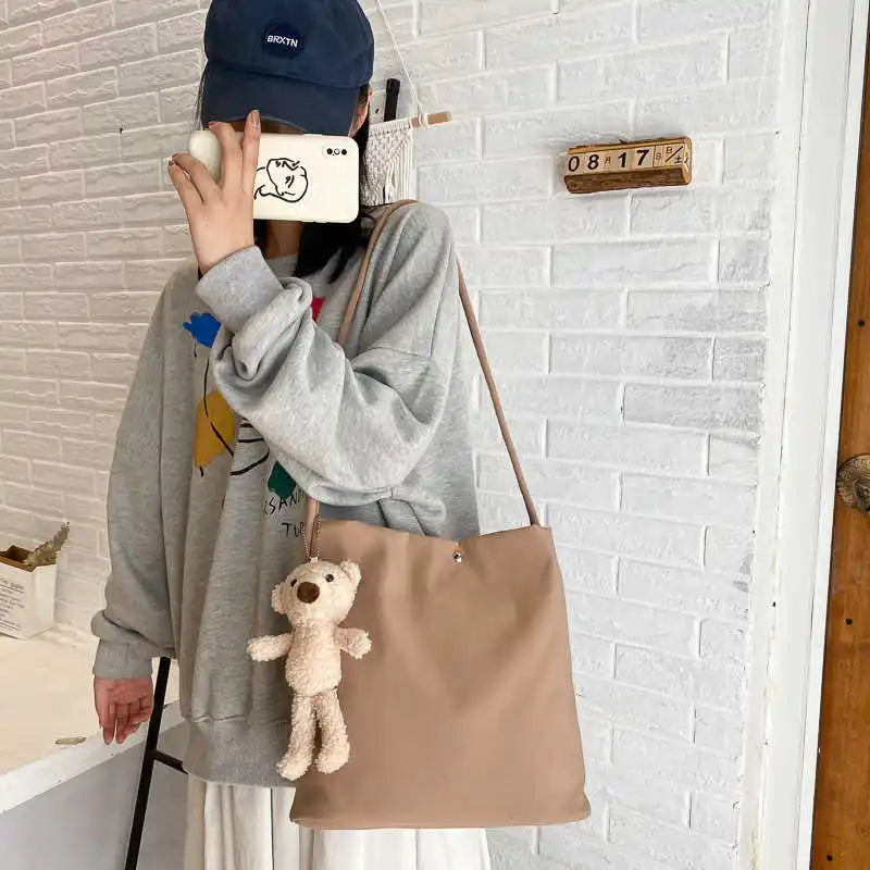 Simple Casual Women's Tote Bags New Large Capacity Commute Shopping One Shoulder Bags Trend All-matched Handheld Cloth Bags