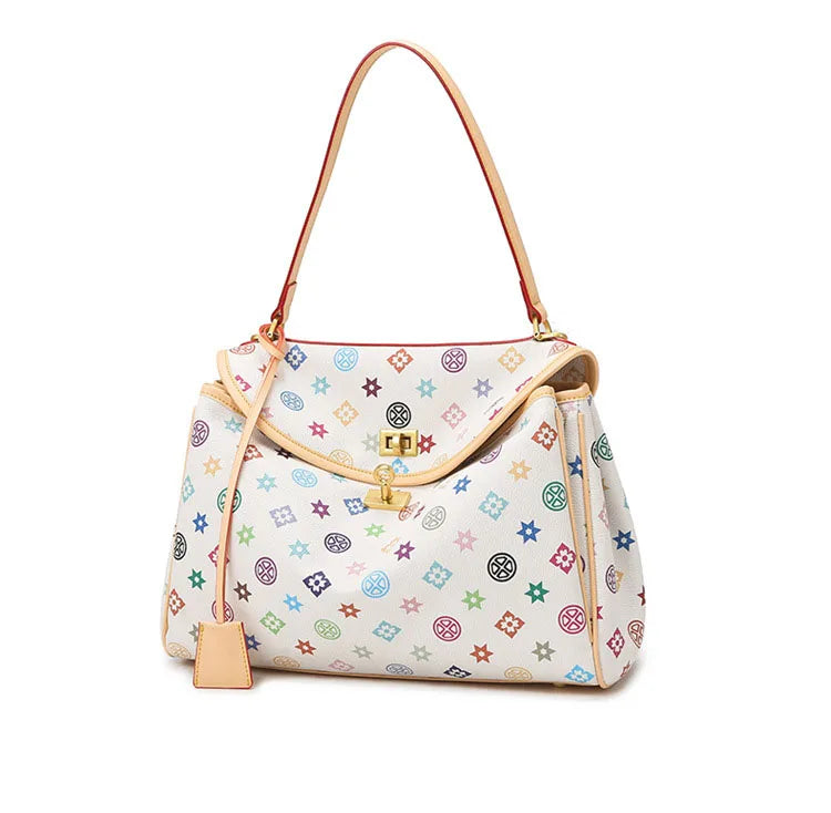 Ladies' tote bag, European and American retro handbag, printed underarm bag, fashionable commuting crossbody bag