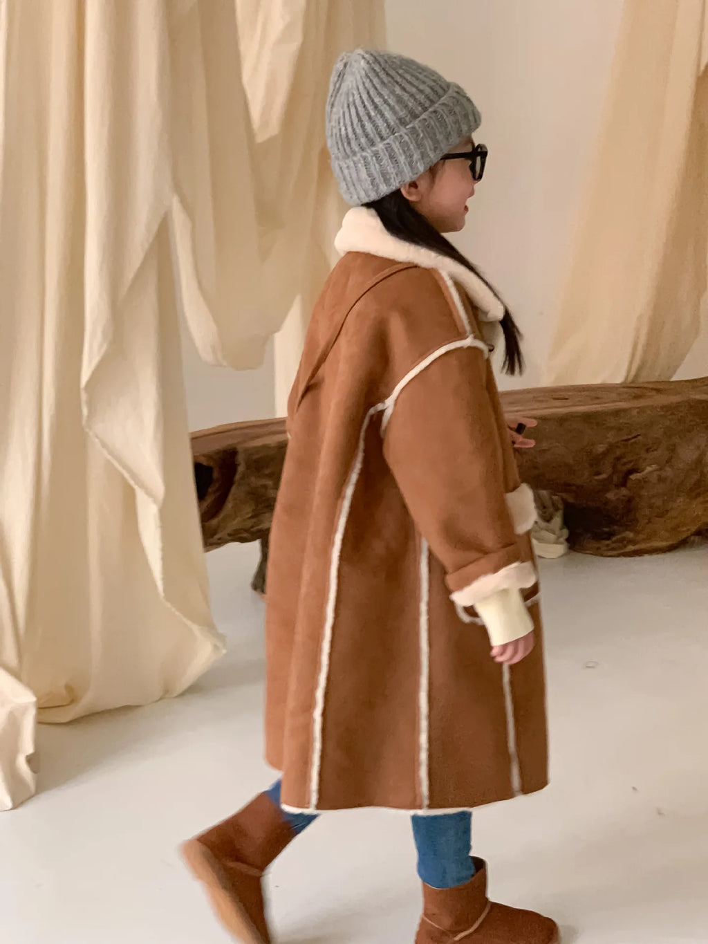 Girls Coat Melard Coat Children New Winter Thickened Foreign Air Long Coat Female Treasure Fur One Coat