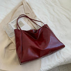 Tote Women's Bag Korean Style Large Capacity Soft Leather Shoulder Bag Retro Casual Hand-held Bucket Bag 2025 Одноплечевая сумка