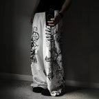 Y2K Retro Casual Jogger Pants Gothic Skull Print Afterlife Sweats Floor Pants Trend Harajuku Hip Hop Oversized Unisex Clothing
