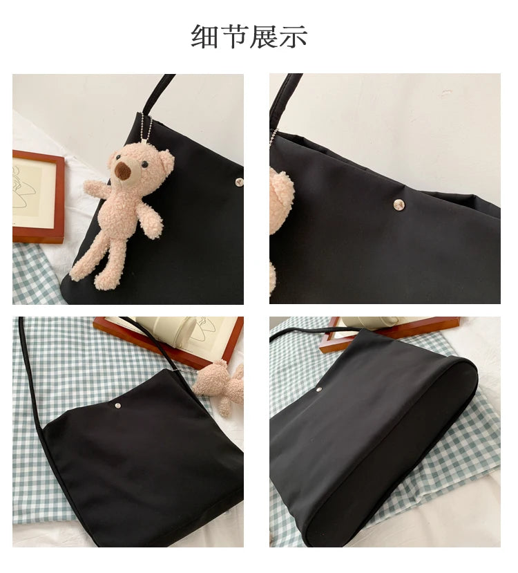 Simple Casual Women's Tote Bags New Large Capacity Commute Shopping One Shoulder Bags Trend All-matched Handheld Cloth Bags