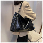 Tote Women's Bag Korean Style Large Capacity Soft Leather Shoulder Bag Retro Casual Hand-held Bucket Bag 2025 Одноплечевая сумка