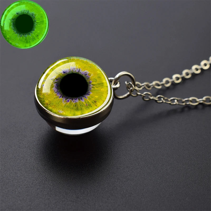 Evil Eye Necklace Charming Blue Violet Green Human Eye Necklaces for Men Women Glass Ball Pendant Chains Jewelry Halloween Gift