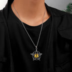 Antique Evil Eye Pendant Necklace For Women Men Creative Punk Hollow Star Colorful Eyeball Connect Choker Chain Jewelry Gifts