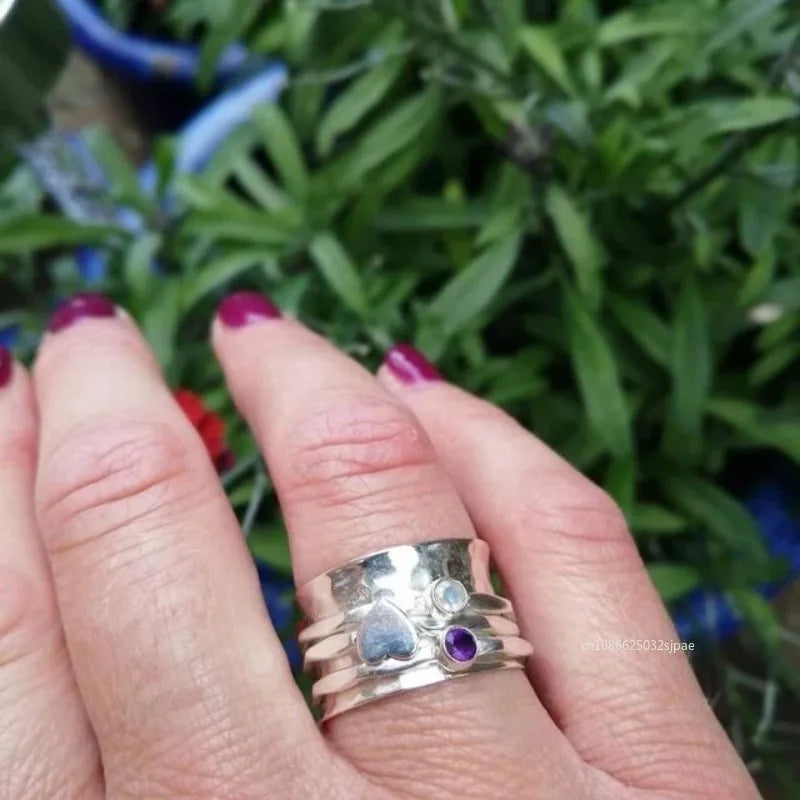 Rotating Love Ring Lover Heart Rotatable Decompression Ring Personalized Inspiration Rings Vintage Ring Jewelry Anniversary