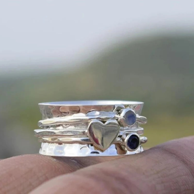 Rotating Love Ring Lover Heart Rotatable Decompression Ring Personalized Inspiration Rings Vintage Ring Jewelry Anniversary