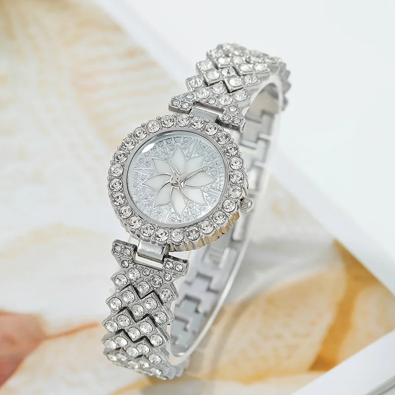 2Pc/Set 1Pc Rhinestone Decor Quartz Watch & 1Pcs Bracelet Fancy Women Watches Jewelry Sophisticated And Stylish Women Watch