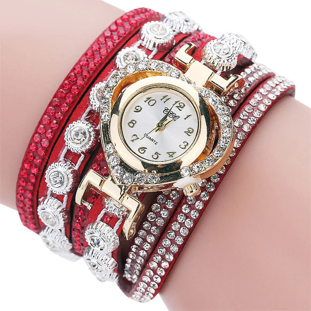 Gorgeous Women'S Diamond Inlaid Watch Retro Sparkling Crystal Bracelet Multiple Exquisite Dials Simulated Quartz Watch For Women
