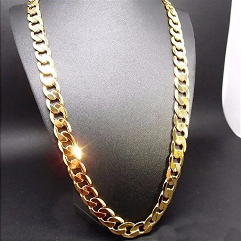 Pure Gold Color Chain Jewelry, Chapado 24k Ouro 10mm Heavy Chain For Men 20 Man20, 22", 24", 26", 28", 30"