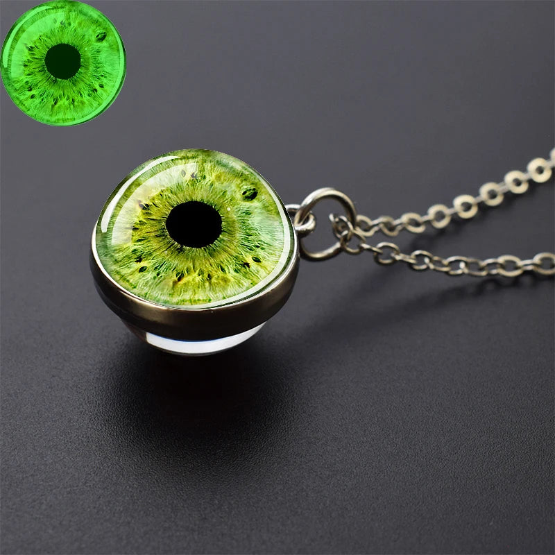 Evil Eye Necklace Charming Blue Violet Green Human Eye Necklaces for Men Women Glass Ball Pendant Chains Jewelry Halloween Gift