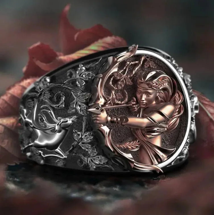 Ancient Greek Goddess Ring - Fashion Versatile Open Band, High-End Heavy Craft Couple Jewelry, Stylish Statement Accessory