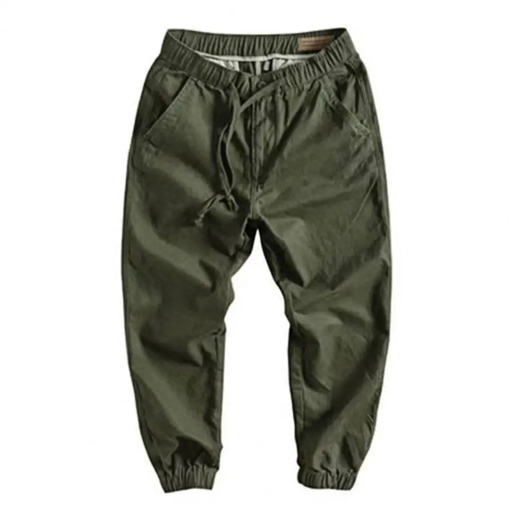 Cargo Pants Trousers for Men 2022 Casual Multi Pockets Stretchy Cuffs Thin Drawstring Elastic Waist Men Fitness Pants