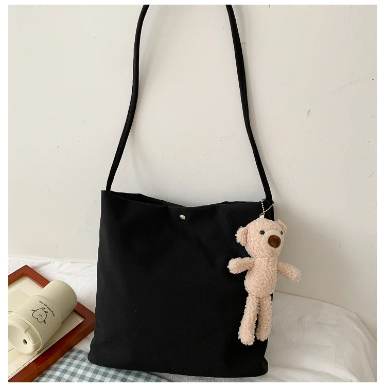 Simple Casual Women's Tote Bags New Large Capacity Commute Shopping One Shoulder Bags Trend All-matched Handheld Cloth Bags