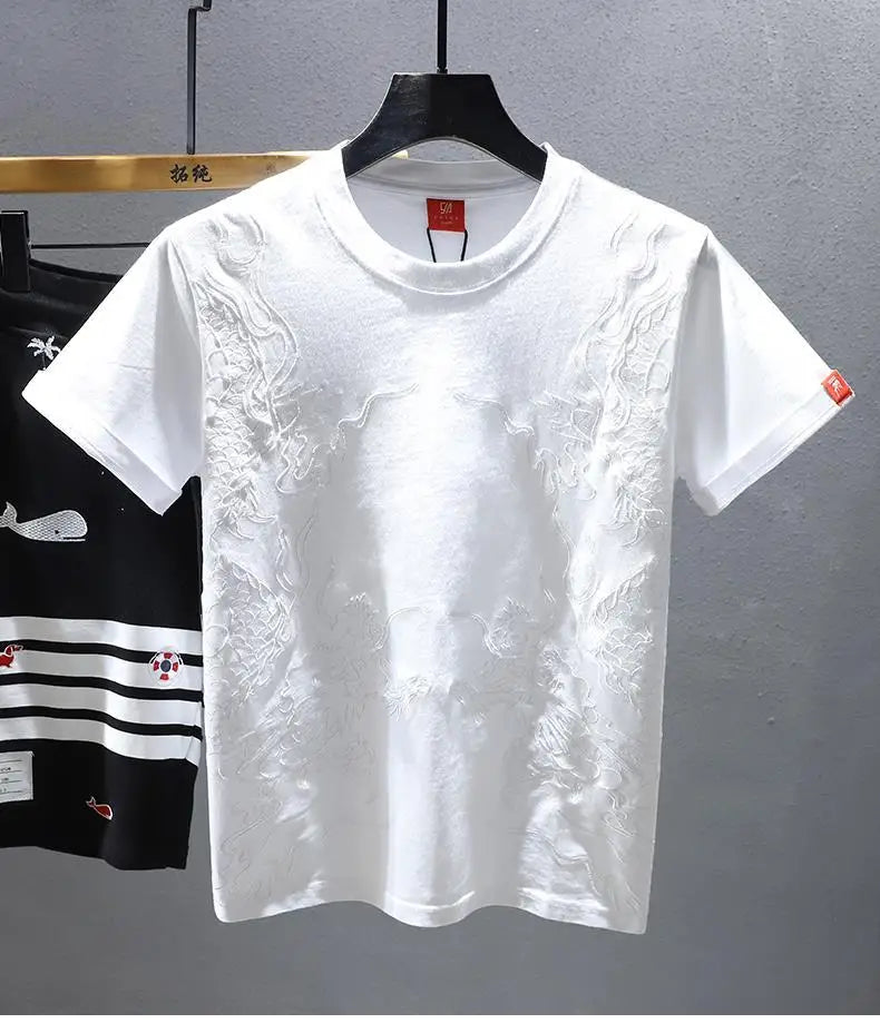 Embroidered Short-sleeved T-shirt for Men Summer New Casual Versatile Half-sleeved Undershirt