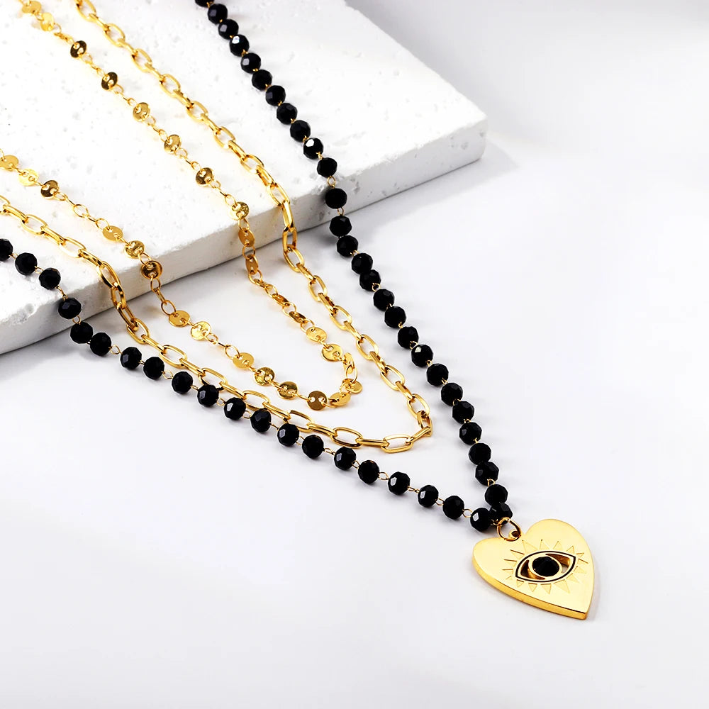 Evil Eye Pendant Necklaces For Women Girls Trending Gold Plated Layer Chain Choker Necklace Jewelry Birthday Gifts Free Shipping