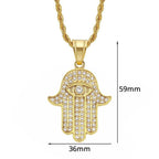 Hamsa Hand of Fatima Necklace Pendant & Chain For Men Women's Gold Color Stainless Steel Palm Necklaces Turkish Jewelry Gift