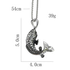 Fortune Koi Fish Necklace for Men Women Good Luck Wealth Retro Jumping Carp Pendant Stainless Steel Jewelry Best Gifts
