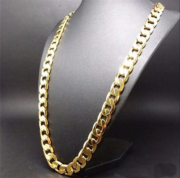 Pure Gold Color Chain Jewelry, Chapado 24k Ouro 10mm Heavy Chain For Men 20 Man20, 22", 24", 26", 28", 30"