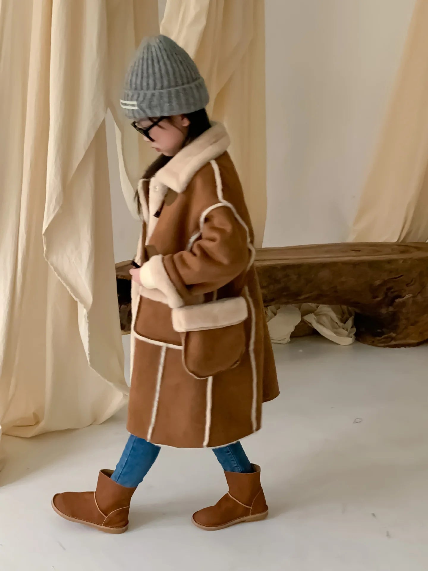 Girls Coat Melard Coat Children New Winter Thickened Foreign Air Long Coat Female Treasure Fur One Coat