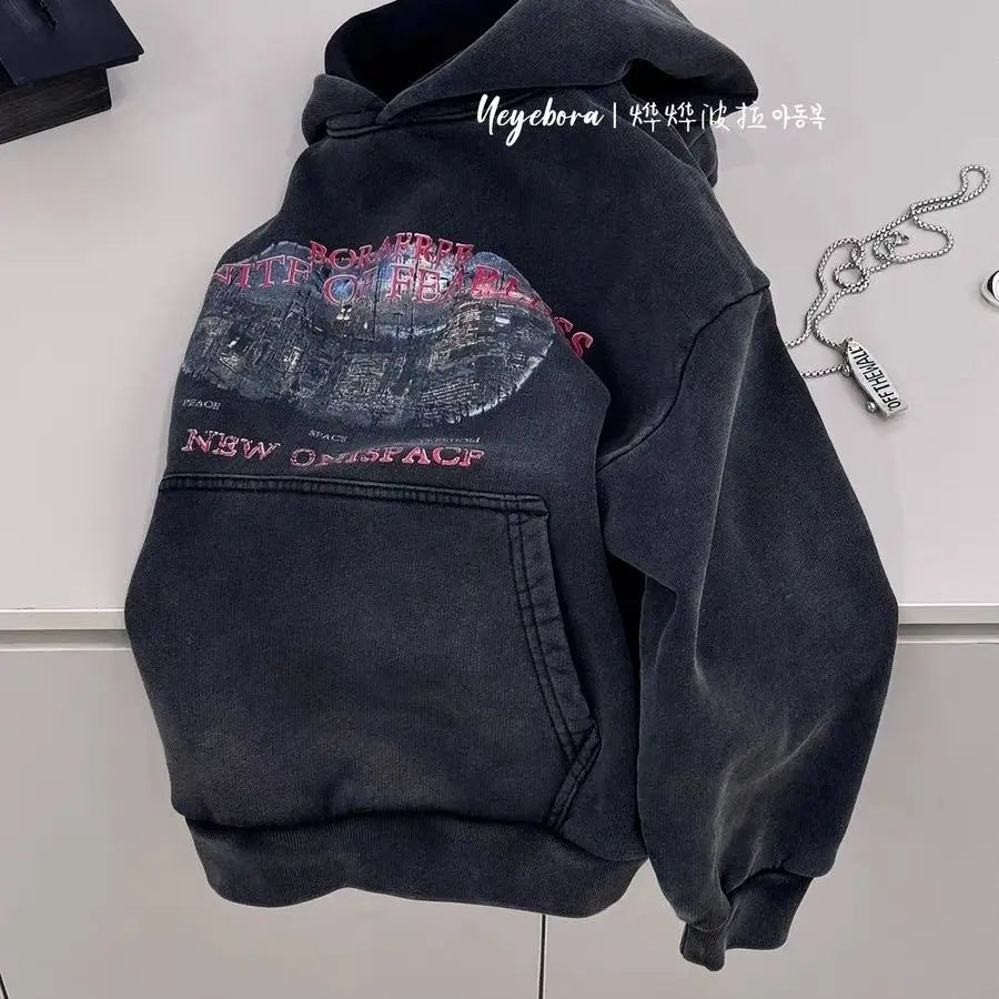 Boys Hooded Sweater Autumn New Children's Retro Trendy Casual Jumper Boys Loose Top 2025