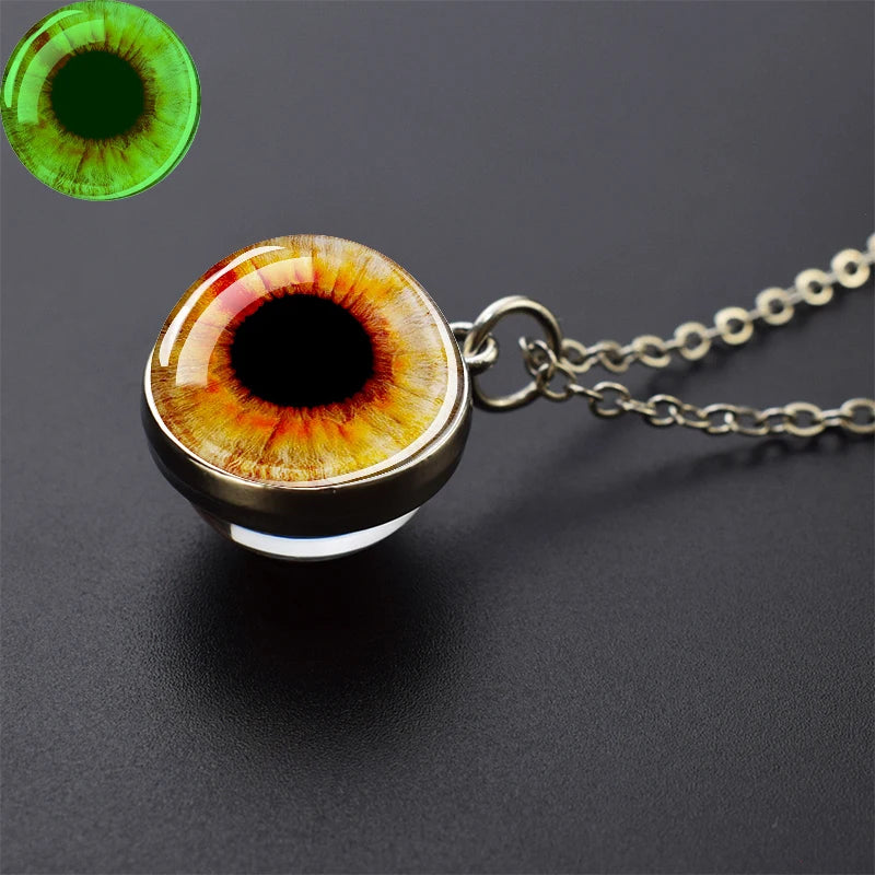 Evil Eye Necklace Charming Blue Violet Green Human Eye Necklaces for Men Women Glass Ball Pendant Chains Jewelry Halloween Gift