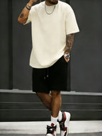 Summer Cotton Street T-Shirt Suit Men Oversize Daily Shorts Gym Loose Sportswear Trendy Hip Hop Clothes Sport Pocket Short Pants