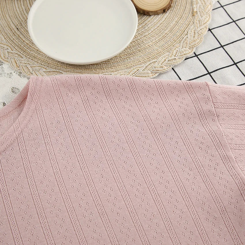 Fashion Knitted Female Pajamas Set Home Clothes Breathable Simple Comfortable Sleepwear Lounge Wear Elegant Casual Pyjamas Suit