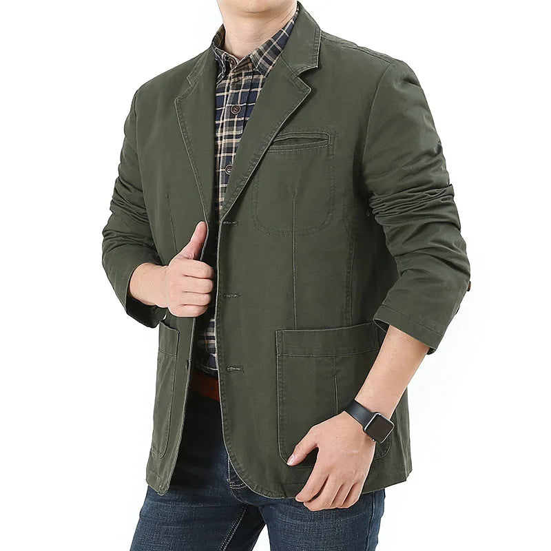 Men Suit Jacket Formal Plaid Print Long Sleeve Single Button Closure Business Coat Fashion Casual Mid Length Cardigan Office Top