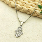 Evil Eye Fatima Hand Pendant Necklace For Women Girls Stainless Steel Gold Color Rhinestone Turkish Chain Jewelry Gifts Collar