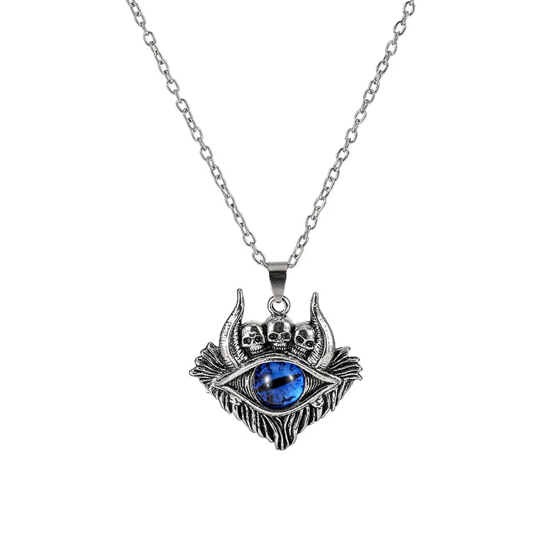 Antique Evil Eye Pendant Necklace For Women Men Creative Punk Hollow Star Colorful Eyeball Connect Choker Chain Jewelry Gifts