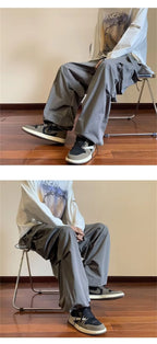 Streetwear 2024 Spring Harem Casual Pants Men Elastic Waist Solid Color Cargo Pants Multi Pocket Loose Baggy Pants For Women